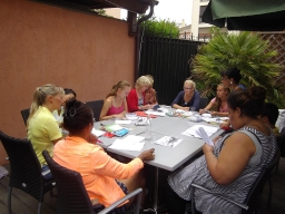 An advanced group of foreign language teachers with Christine.