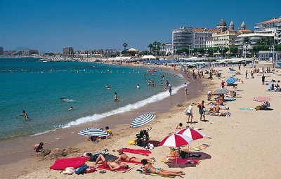 The Central beach of Saint-Raphael with some first class hotels and sea view