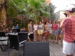 A happy group on the terrace with Christine.